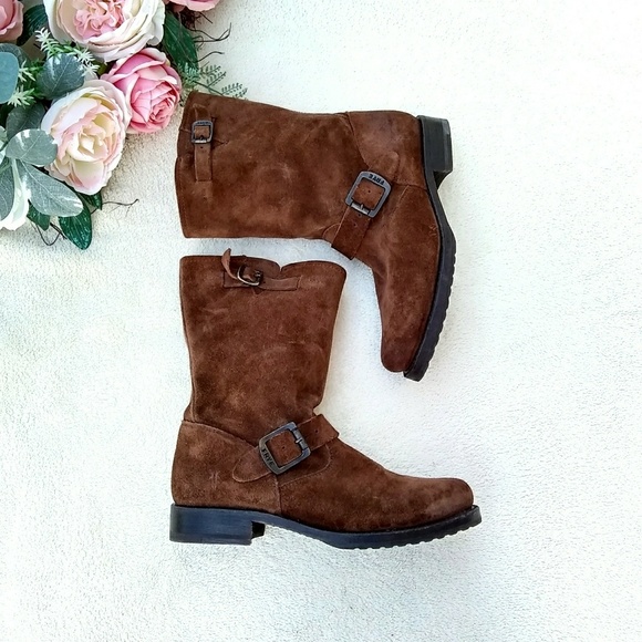 Frye Shoes - Frye Veronica Short Brown Slouchy Suede Boots